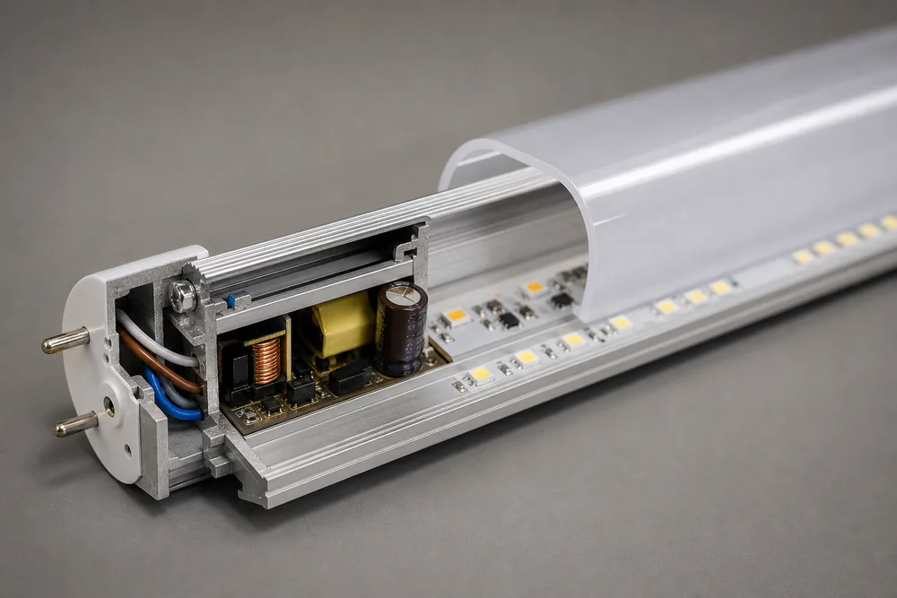 Perché scegliere un alloggiamento per tubo LED T12 metà in alluminio e metà plastica?